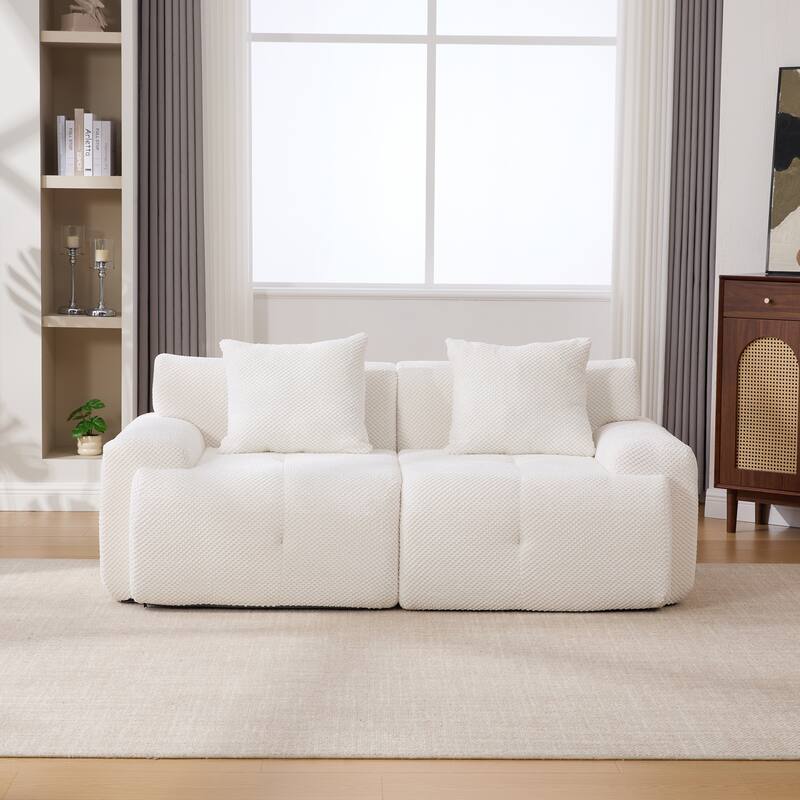 73" Modern Modular Sectional Sofa Loveseat, 2 Seater Tufted Comfy Cloud Tufted Floor Convertible Couch with 2 Pillows