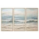 preview thumbnail 13 of 18, Designart "Beige And Blue Coastal Beach Paint" Coastal Beach Framed Art Set of 3 - Nautical & Coastal Wall Art Set