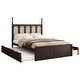 preview thumbnail 12 of 21, Wooden Queen Size Rattan Platform Bed with 2 Big Drawers and Twin Trundle