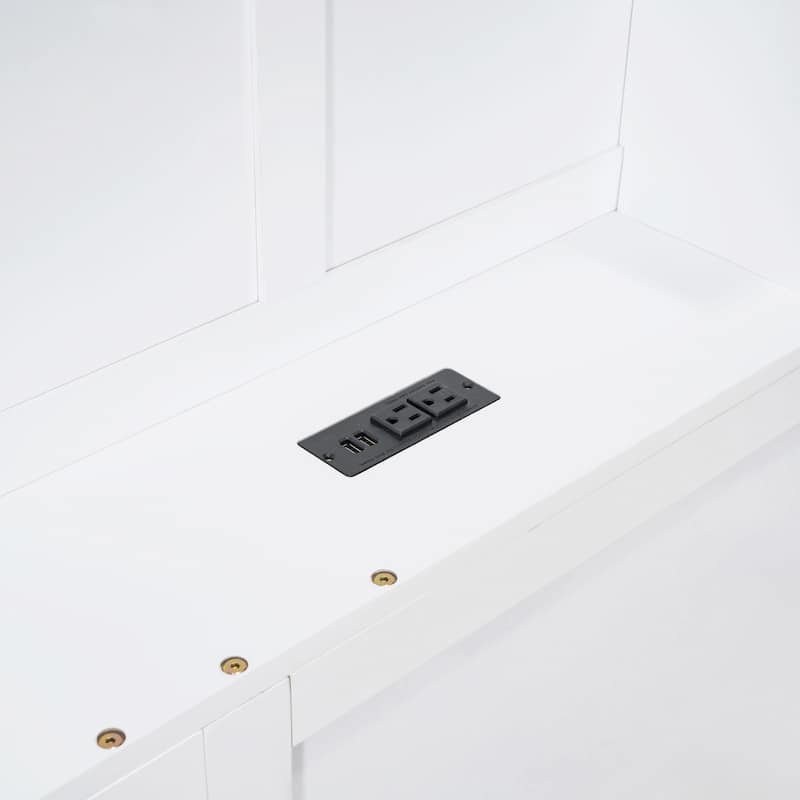 Full Size Wooden House Bed with Bedside Drawers & Shelves, House-Shaped Platform Bed with Power Outlet & USB Port for Kids Teens