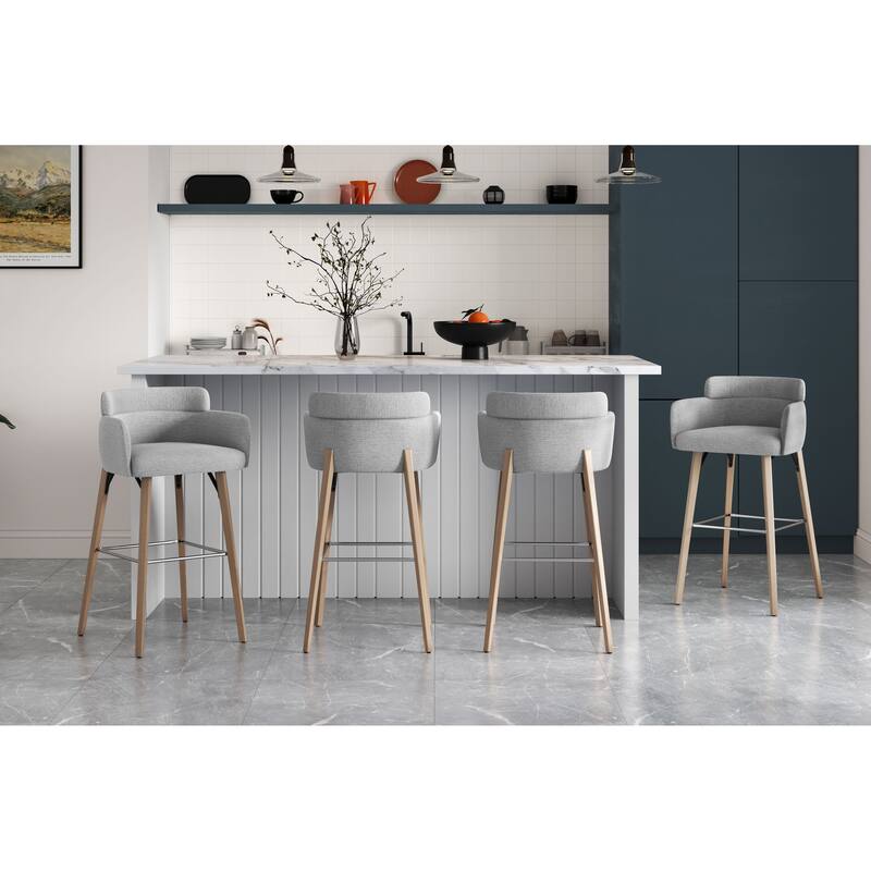 30''H Bar Stool With Solid Wood Frame And Foam Seat (Set of 2)