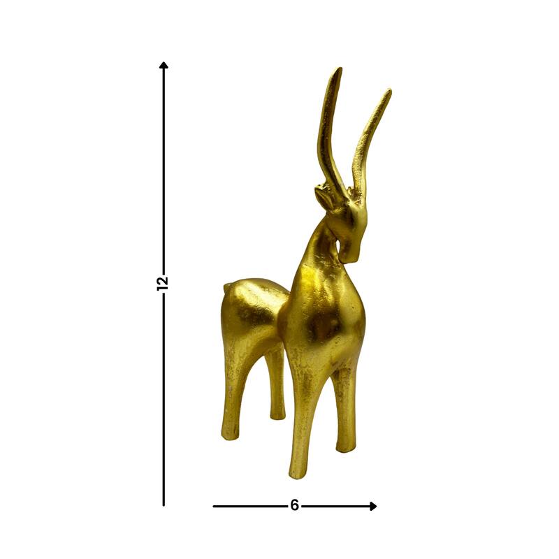 12 Inch Tall Decorative Handmade Aluminum Goat Sculpture - 6 x 3 x 12 in