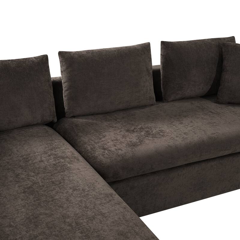 Roomfitters 93.7" L-Shaped Upholstered Sectional Sofa with Wooden Storage Compartment