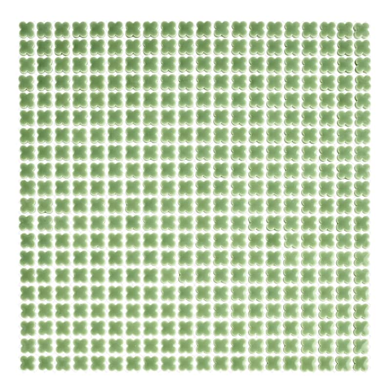 Merola Tile Fioretti Glossy Grass Green 12" x 12" Porcelain Floor and Wall Tile