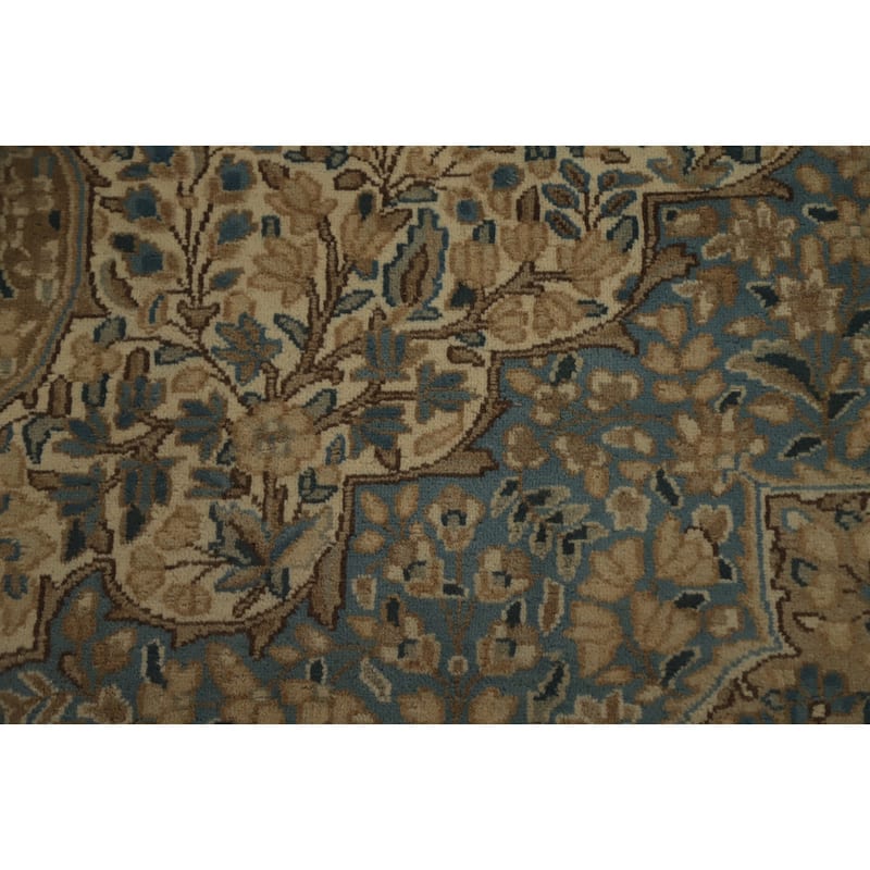 Hand Knotted Oriental 100% Wool Carpet Traditional Floral Brown Kerman Area Rug - 12' 11'' X 9' 7''