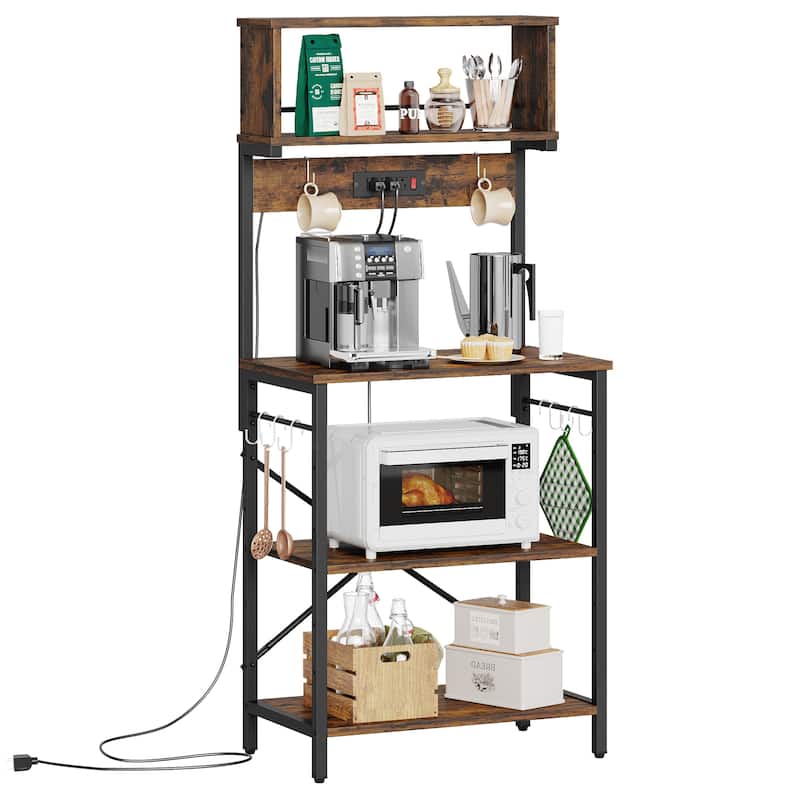 60 Inch Kitchen Baker's Rack with Hutch 8 Side Hooks