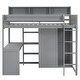 preview thumbnail 5 of 11, All-in-one Loft Bed with Wardrobe, Shelves Desk, Gray Twin w/Bookcase
