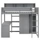 preview thumbnail 11 of 24, Wood Twin Size Loft Kids Bed Frame with Multiple Storage Shelves, Wardrobe, and Built-in Desk, Safety Guaranteed, Grey