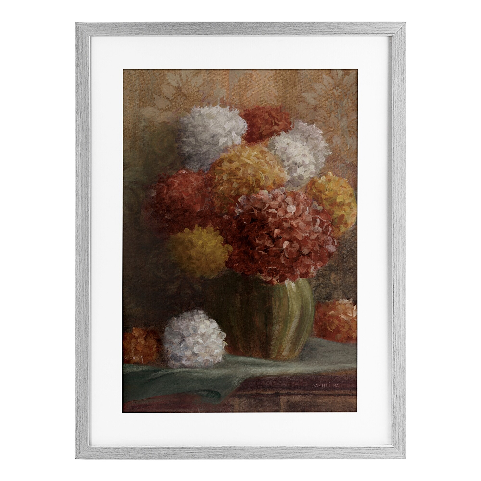 Stupell Warm Tone Hydrangea Crop Under Glass Framed Design By Danhui Nai