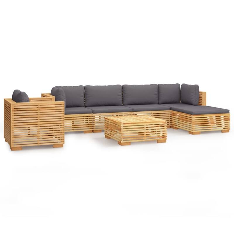 vidaXL 3 Piece Patio Lounge Set with Cushions Solid Wood Teak - 27.4" x 27.4" x 23.6"