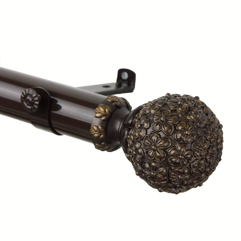 InStyleDesign Eden 1.5 inch Adjustable Curtain Rod - 28 to 48 inches - Cocoa