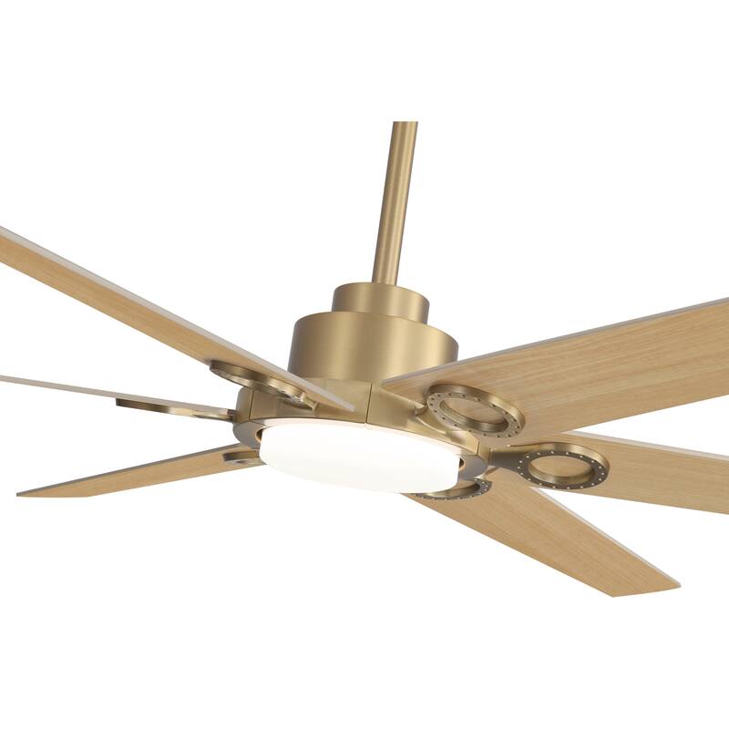 MLiAN 64 in. 6 Playwood Blade Dc Motor Indoor Downrod Gray Standard Ceiling Fan with Remote Integrated LED - 64''