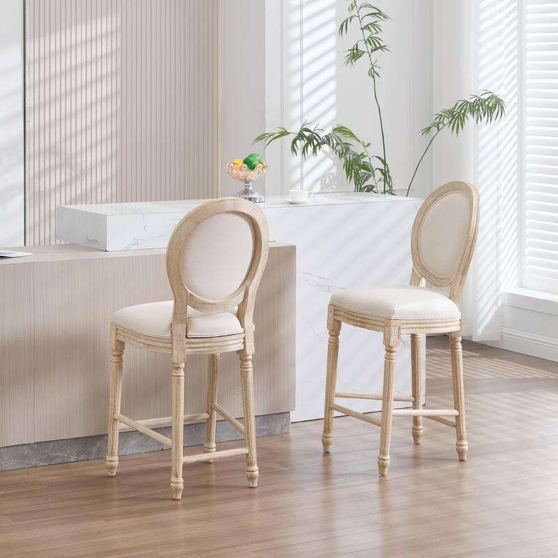Set of 2 French Country Dining Chairs, Upholstered with Round Back Design