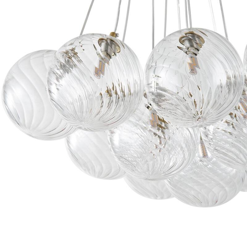 Modern 13‑Light Textured Glass Globe Chandelier - N/A