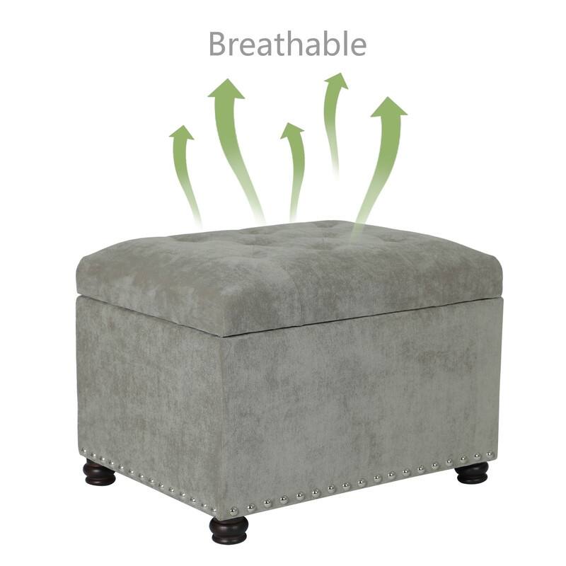 Adeco High End, Classy, Tufted Storage Bench, Ottoman Footstool