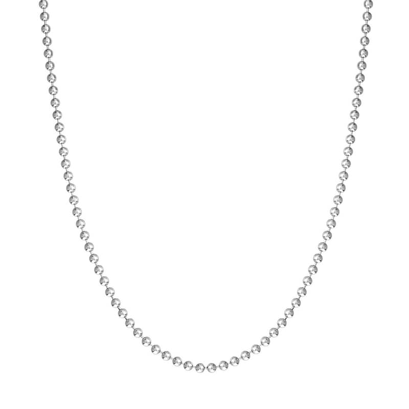 Curata 925 Sterling Silver Rhodium 3mm Bead Chain Necklace for Men (Lobster)