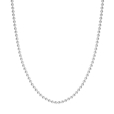 Curata 925 Sterling Silver Rhodium 3mm Bead Chain Necklace for Men (Lobster)