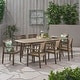 preview thumbnail 2 of 20, Stamford Acacia Wood Outdoor 9-piece Expandable Dining Set by Christopher Knight Home Gray