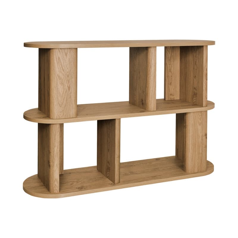 Studio London Low and Tall Oak Wood Effect Bookcase with Compact 2-Shelf Design