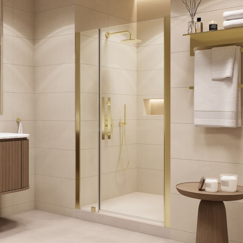 Pasadena Alcove Frameless Pivot Shower Door, 2025 - 43" - Brushed Gold