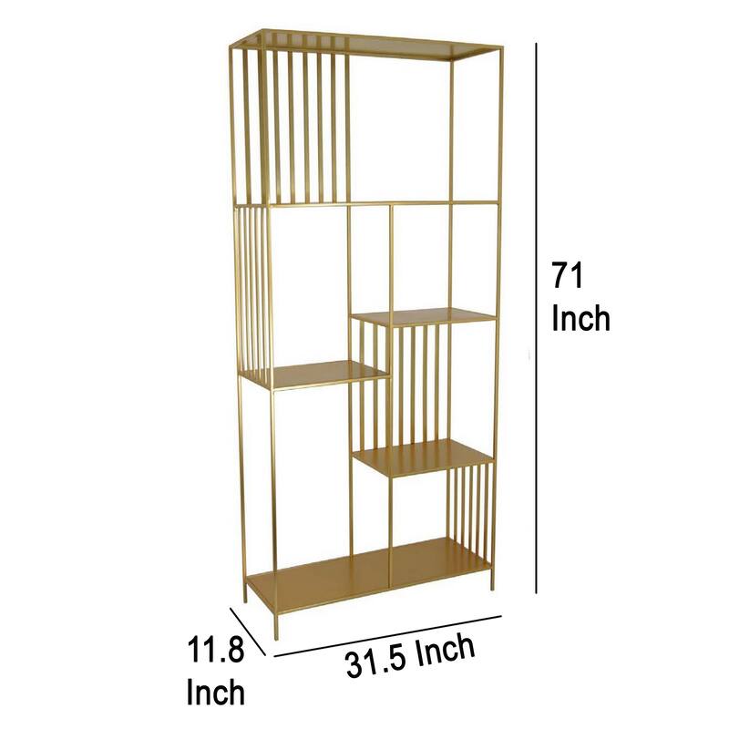 Tandum Plant Display Stand, Gold Metal 6 Shelves, Modern 71 Inch