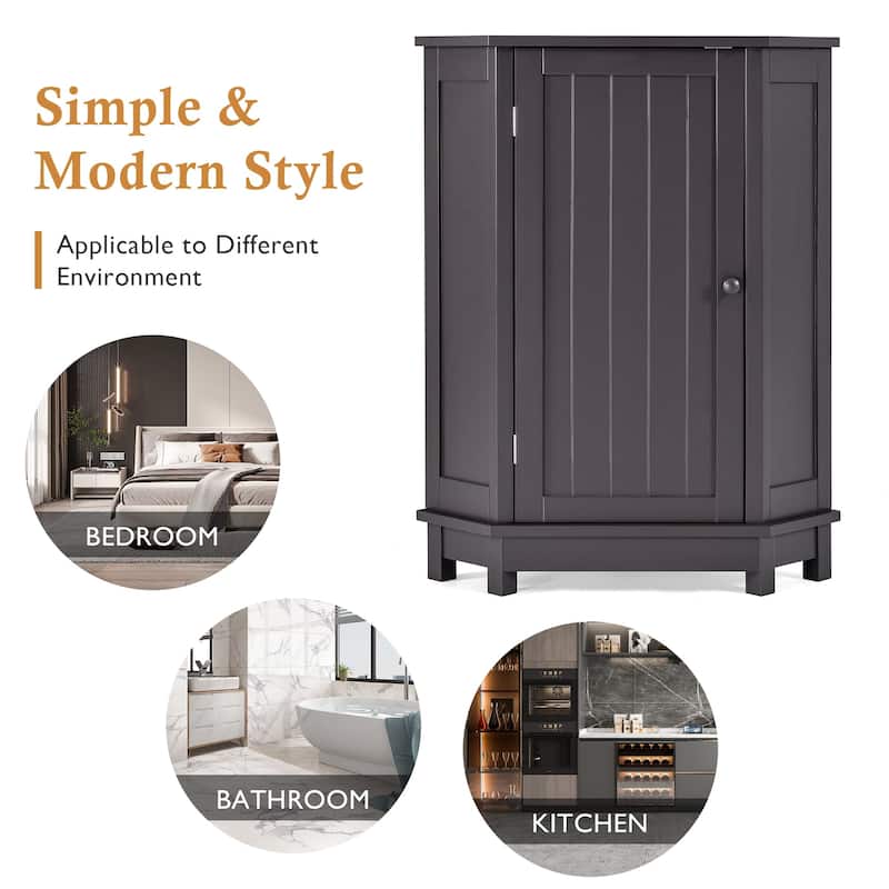 31" Wood 1-door Bathroom Cabinet with Interior Shelves