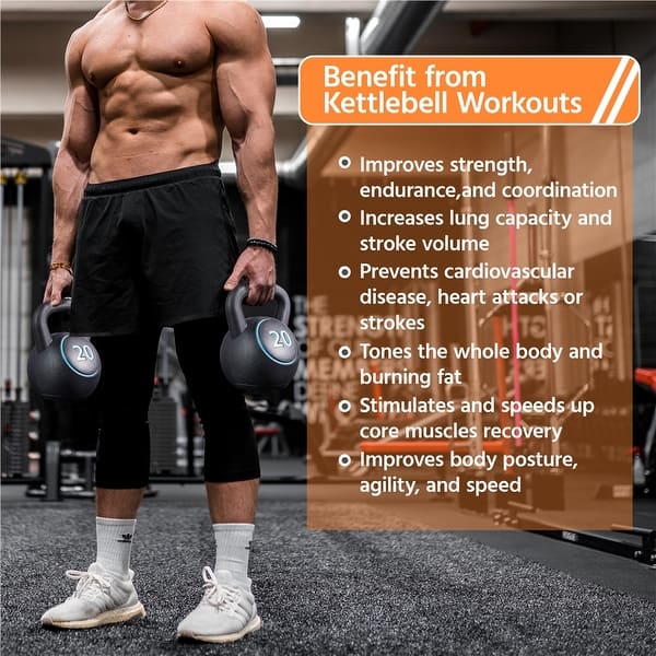 CLEAN SPORTS Kettlebell - Poster da allenamento DinA1, con 32 esercizi per schiena, petto, bicipiti, tricipiti, gambe, addome e tutto il corpo, incluse istruzioni video (lingua italiana non garantita