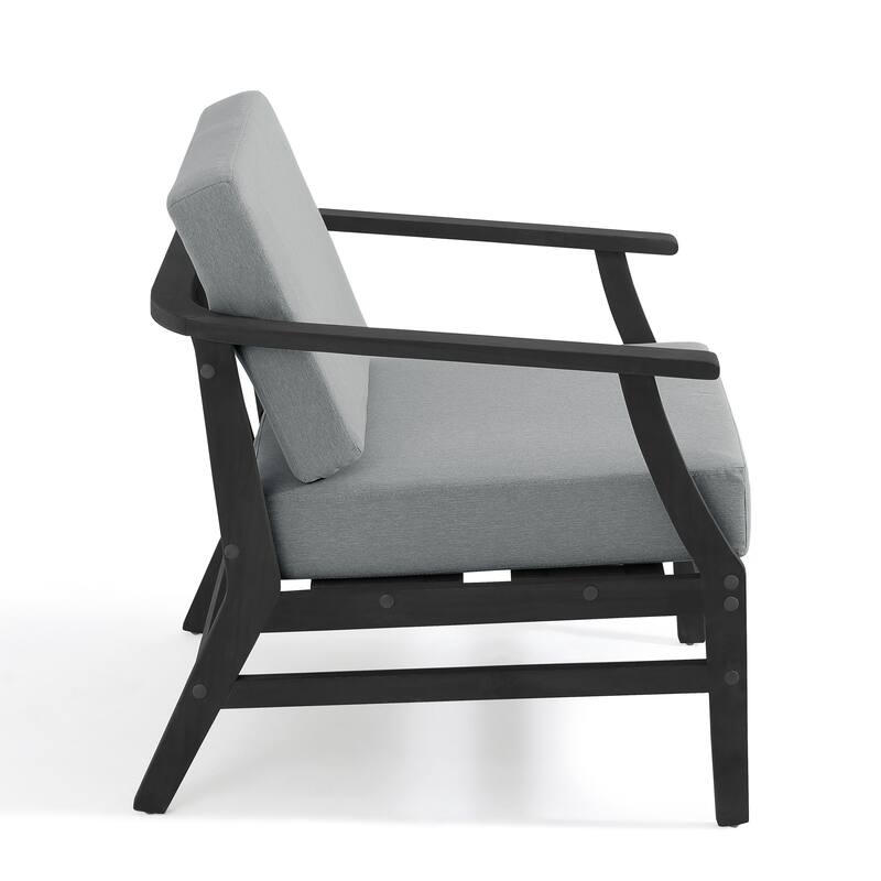 Outdoor Teak Wood Club Chairs with Cushions (Set of 2)