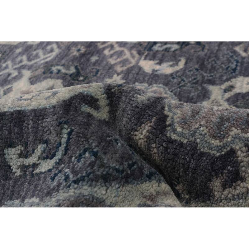 ECARPETGALLERY Hand-knotted Finest Agra Jaipur Dark Grey Wool Rug - 7'9 x 7'9