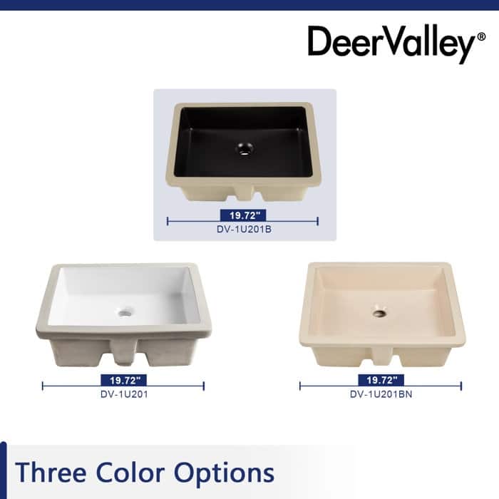 DeerValley Ursa 20"L x 16"W Undermount Bathroom Sink with Overflow