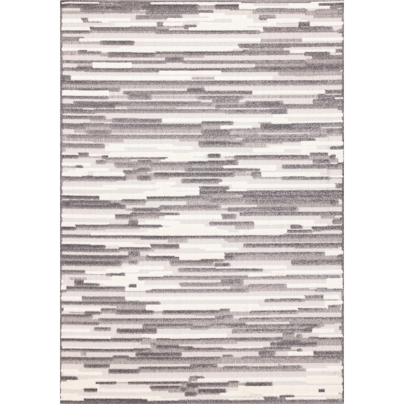 Oslo Collection - White Grey Abstract Area Rug