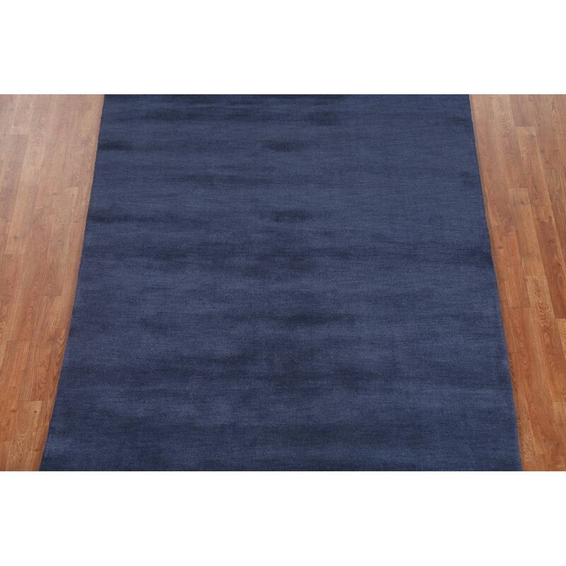 Blue Contemporary Gabbeh Oriental Area Rug Hand-knotted Wool Carpet - 5'5" x 7'10"