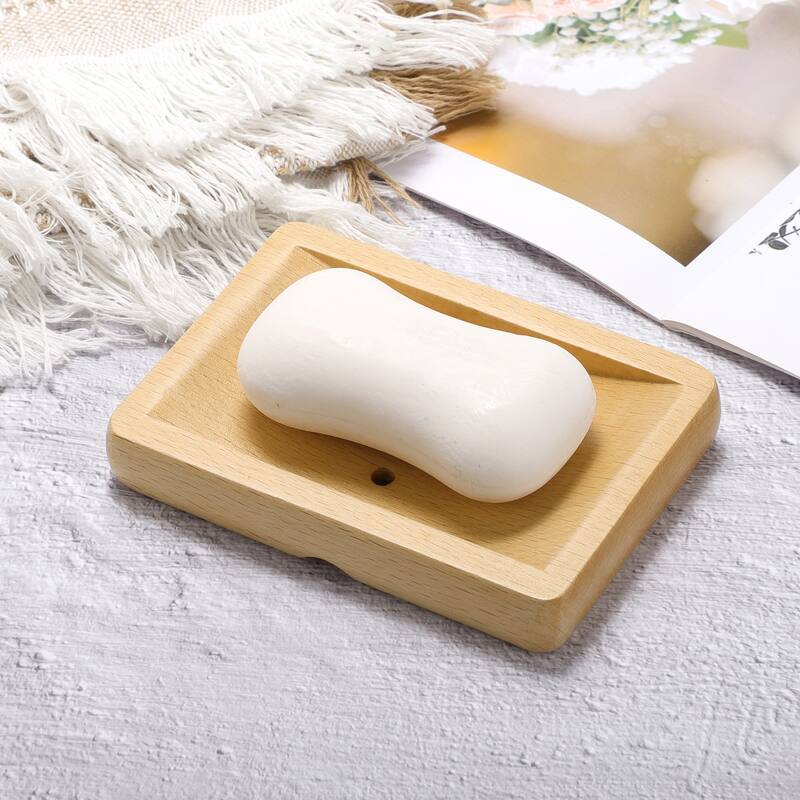 Portable Square Soap Dish for Bathroom for Kitchen 5.43"x3.78"x0.83" Brown 1 Pc