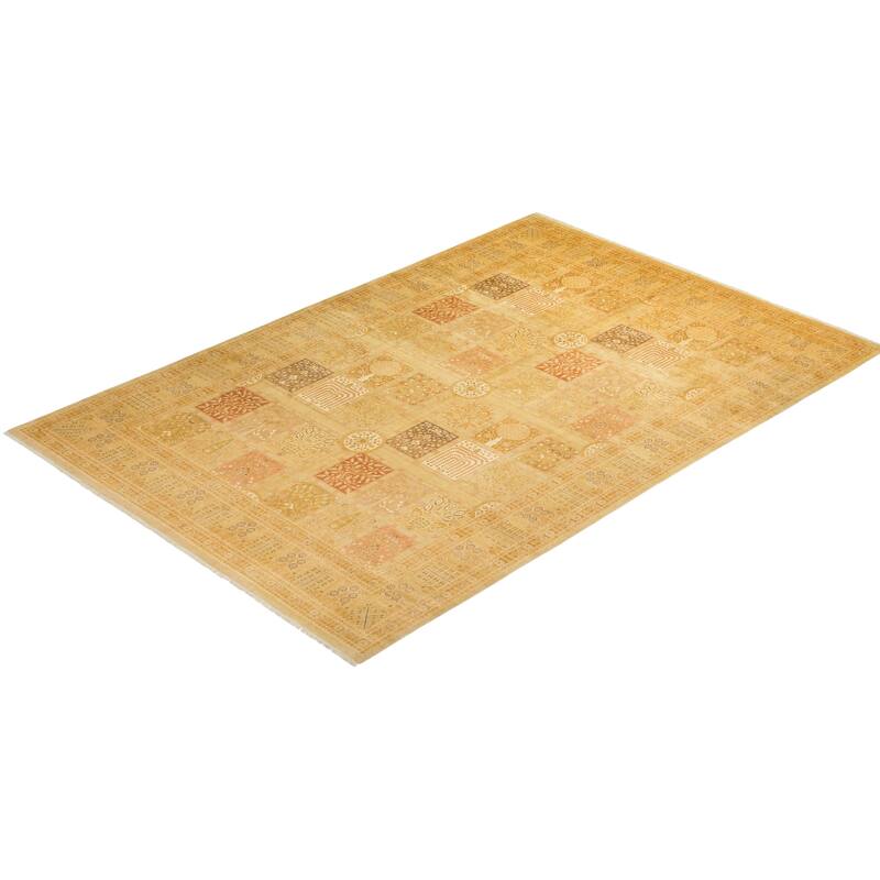 Overton Hand Knotted Wool Vintage Inspired Traditional Mogul Ivory Area Rug - 9' 2" x 13' 5"