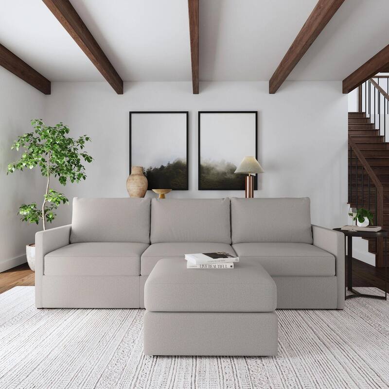 Flex 99'' Upholstered Modular Sofa with Bumper Ottoman - 101" x 35" x 37"