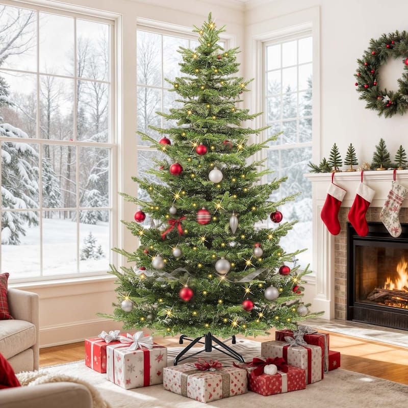 7.5ft & 6.5ft Pre-Lit Artificial Christmas Tree with Remote Control