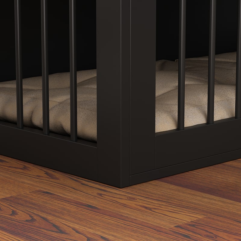 Chic Pet Haven: Luxe Wooden Dog Crate & Designer Home Bench - 47.2"