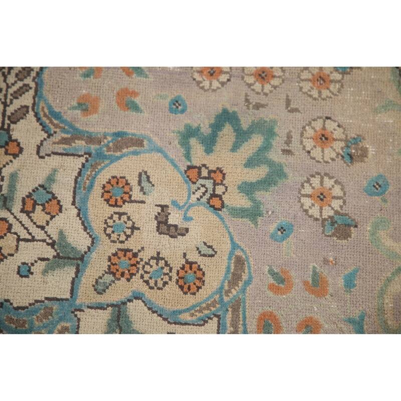 Hand Knotted Oriental 100% Wool Carpet Traditional Floral Beige & Ivories Tabriz Area Rug - 12' 8'' X 9' 8''