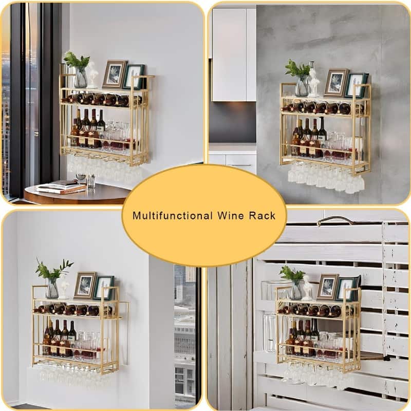 Wall Mounted Wine Rack - 32.76"D x 9.84"W x 21.65"H