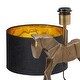 preview thumbnail 10 of 10, River of Goods 17.75-Inch Gold Origami Horse-Shaped Table Lamp with Black Fabric Drum Shade - 10.75" x 10.25" x 17.75"