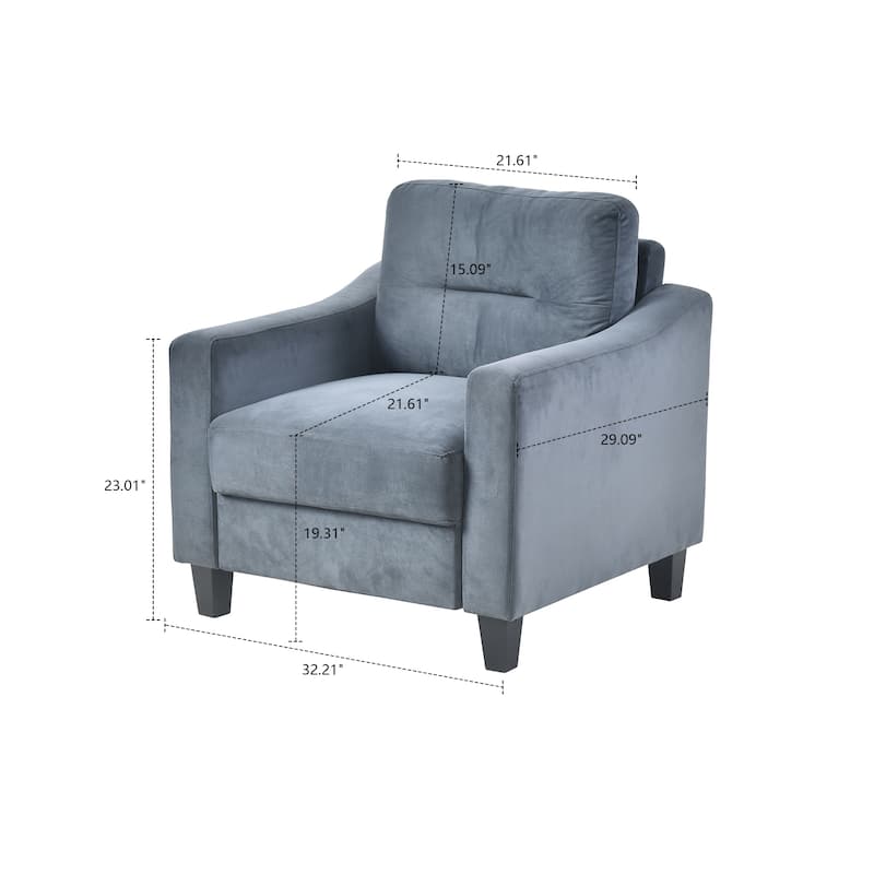 Modern Stylish Velvet Upholstered Accent Armchair