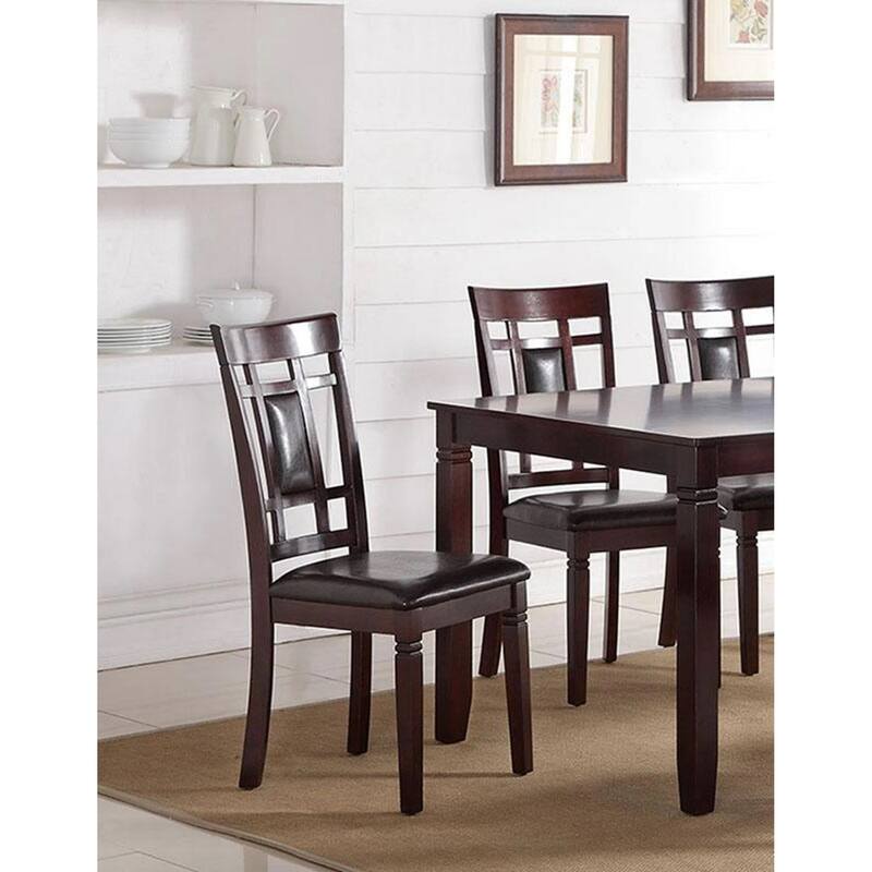 Modern Contemporary 7pc Dining Set Espresso Finish Unique Eyelet Back 6x Side Chairs Cushion Seats Dining Room Furniture