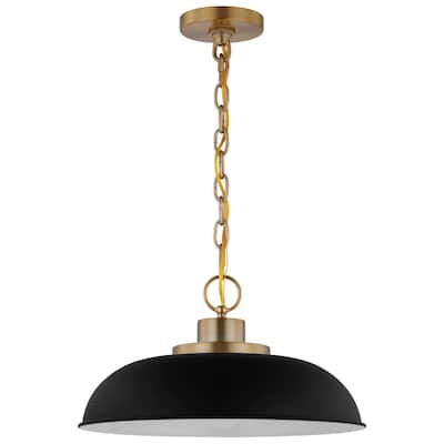 Colony 1 Light Small Pendant Matte Black with Burnished Brass