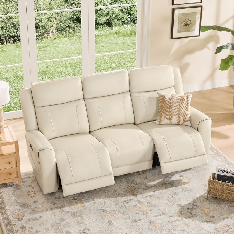 Spruce & Spring Leo Power Wall Hugger Reclining Sofa with Multi-Function Console