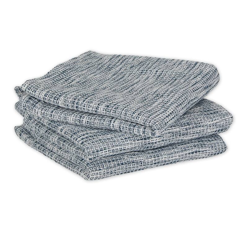 Leather Brown And Off-White Tonal Recycled Cotton Waffle Dishtowel (Set of 3) 20x30