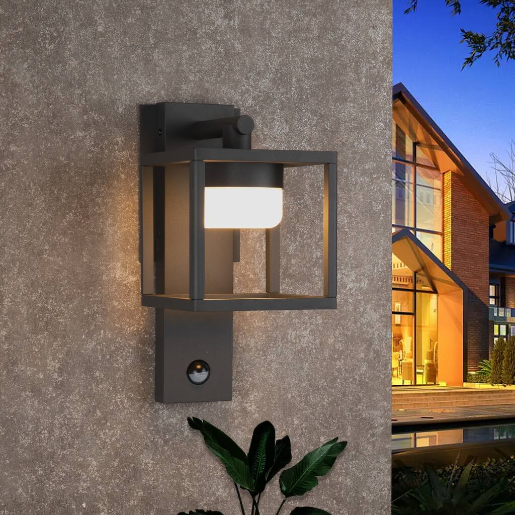 Outdoor Motion Sensor Wall Light - 650lm GX53 LED Bulb - Modern Wall Sconce - Waterproof