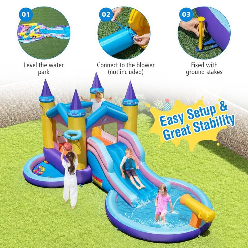 Costway Inflatable Water Slide with Slide Splash Pool (Without - as pic shows