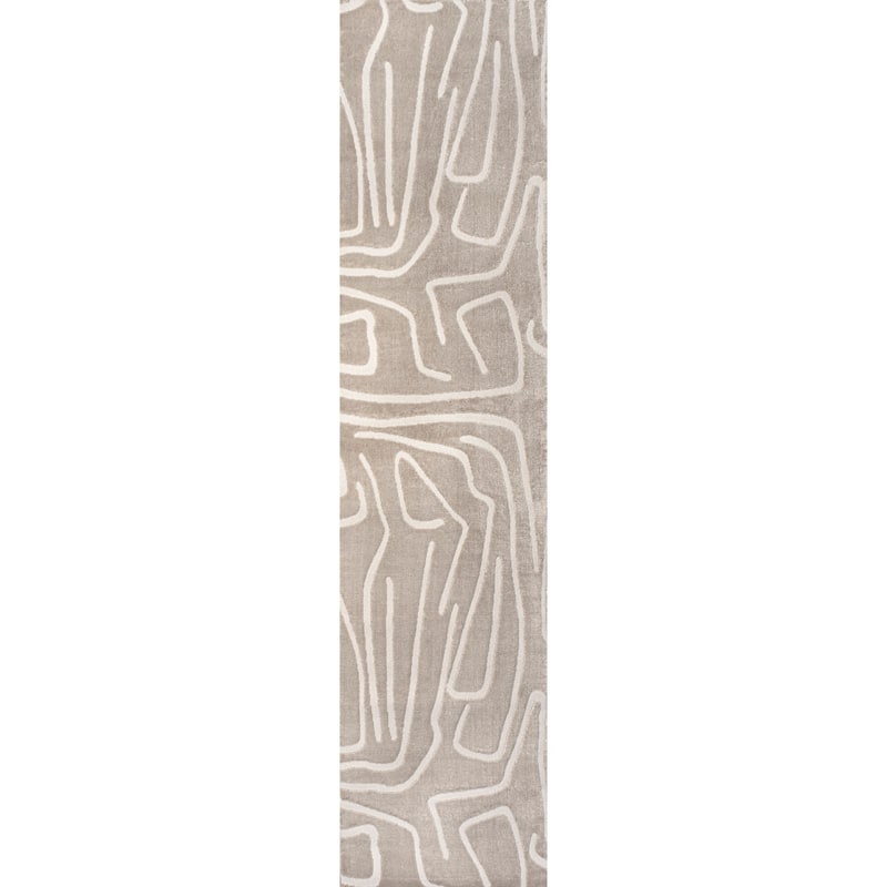 JONATHAN Y Thea Modern Scandinavian Graphic Lines High-Low Area Rug - 2 X 8 - Beige/Cream