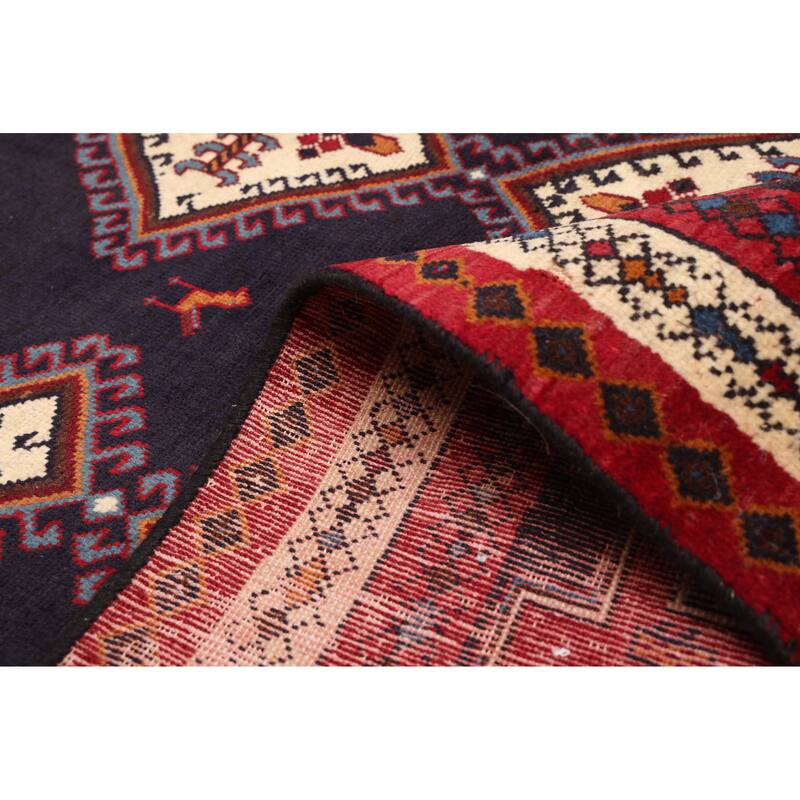 ECARPETGALLERY Hand-knotted Melis Vintage Dark Navy Wool Rug - 5'3 x 6'7