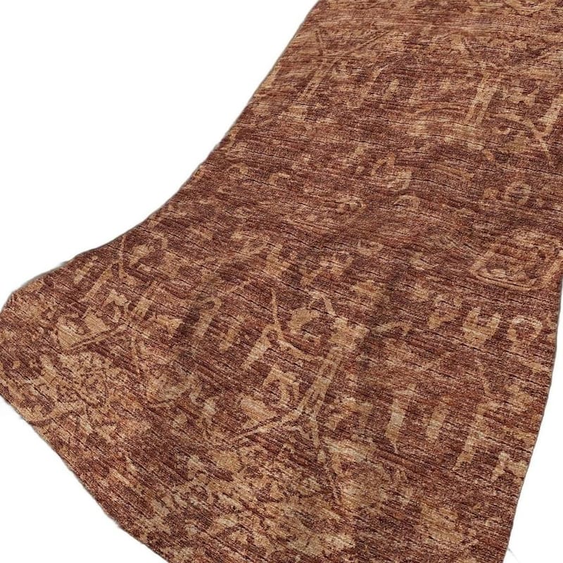HomeRoots 50" X 70" Burgundy And Brown Damask Polyester Woven Plush Throw Blanket